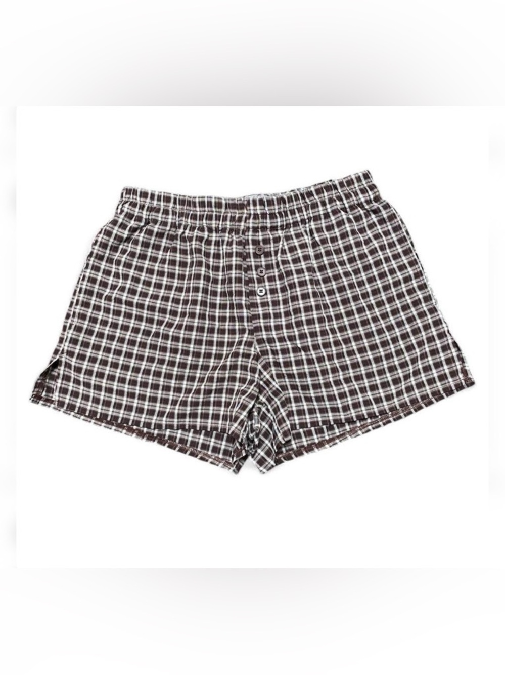 Cute Downtown Girl Brown & White Gingham Check Lightweight Summer Boxer Shorts